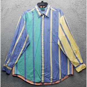 Vtg Nautica Shirt Mens Large Multicolor Striped Long Sleeve Collared Button Down